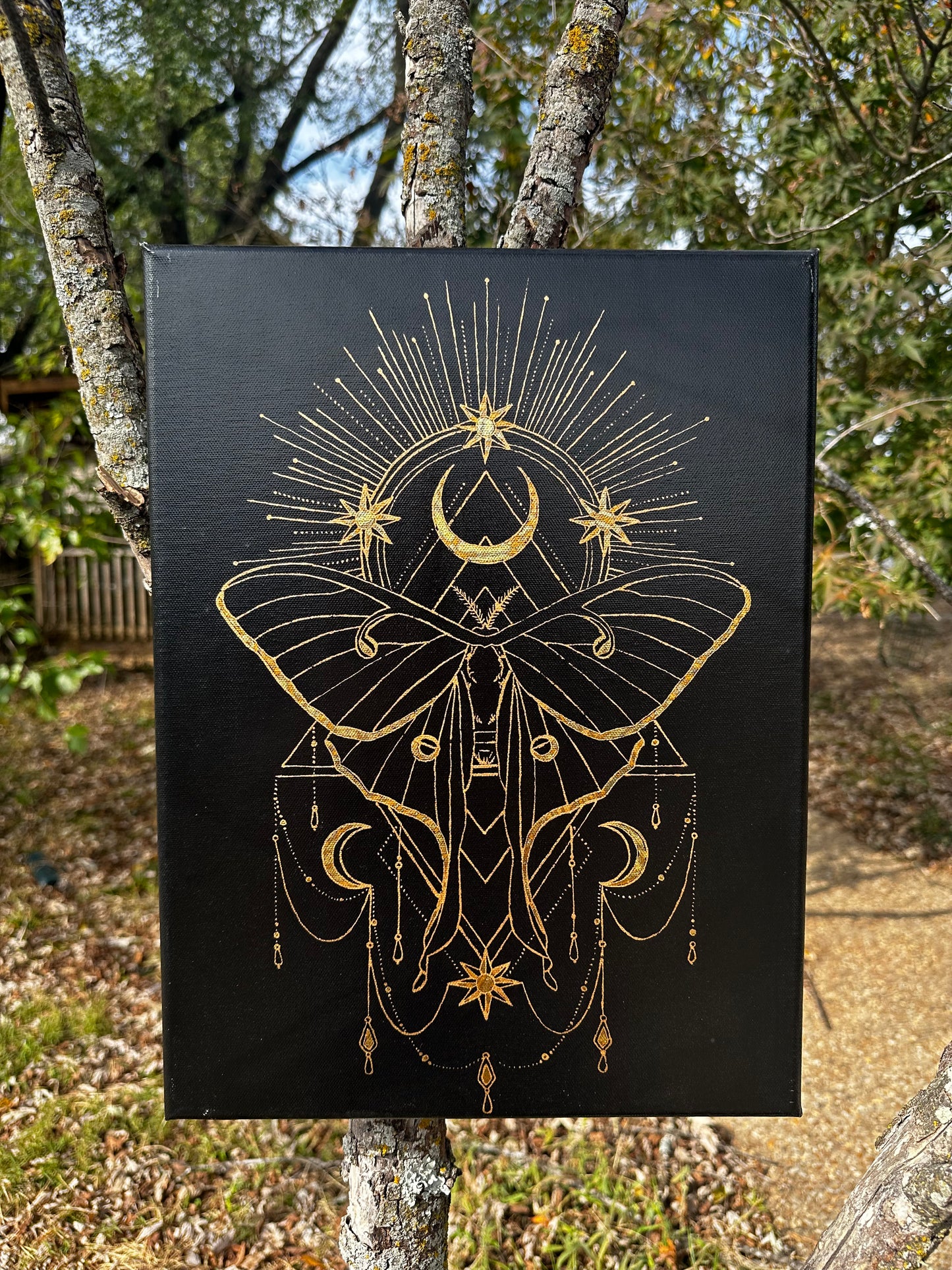 Lunar Light Gold Leaf Painting